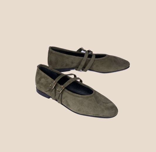 Cori 2 Buckle - Army Green Suede